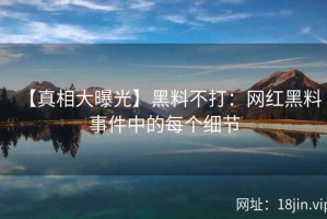 【真相大曝光】黑料不打：网红黑料事件中的每个细节