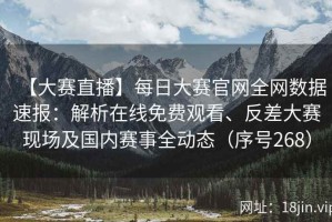 【大赛直播】每日大赛官网全网数据速报：解析在线免费观看、反差大赛现场及国内赛事全动态（序号268）